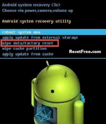 Android Wipe data and factory reset option
